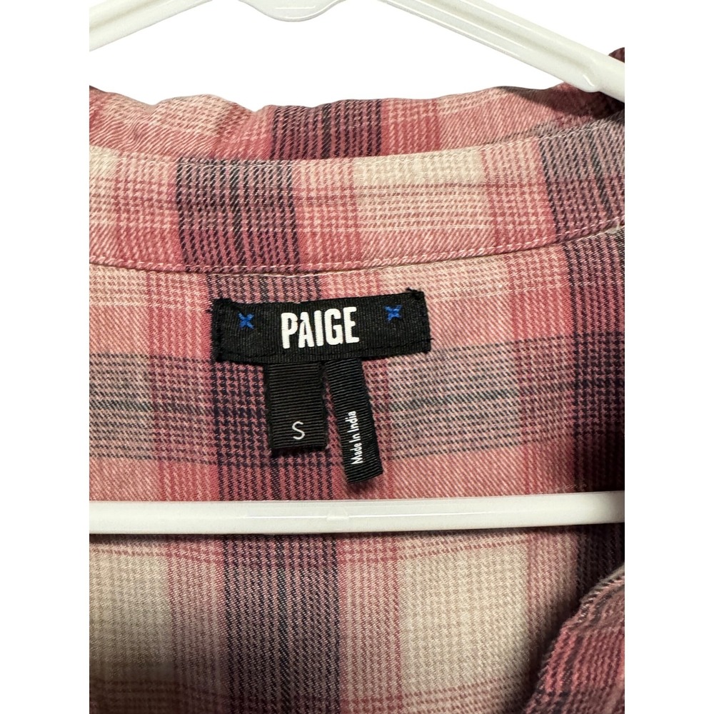 PAIGE Davlyn Women's Plaid Pink Multi Button Down Shirt Cozy Top Size Small - Picture 4 of 12